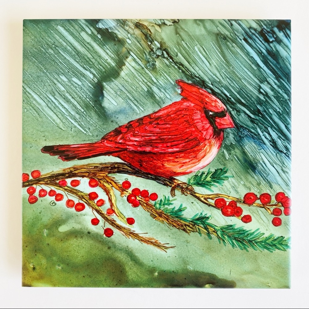 Linda Flynn Cardinal Decorative Tile Trivet
